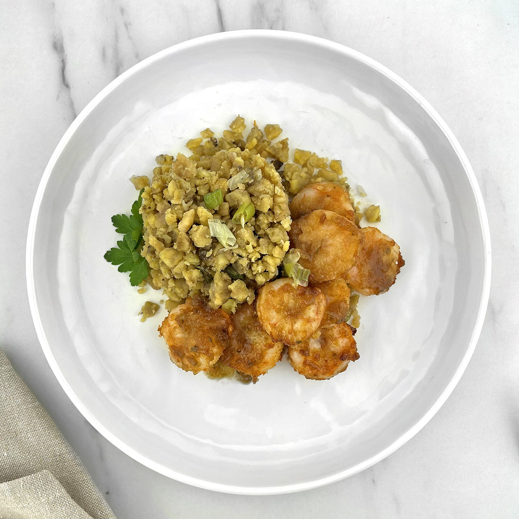 AIP Bang Bang Shrimp Tacos with Pineapple Plantain Pilaf