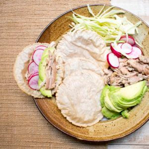 AIP Pulled Chicken Taco's with Slice Avocado and Lime