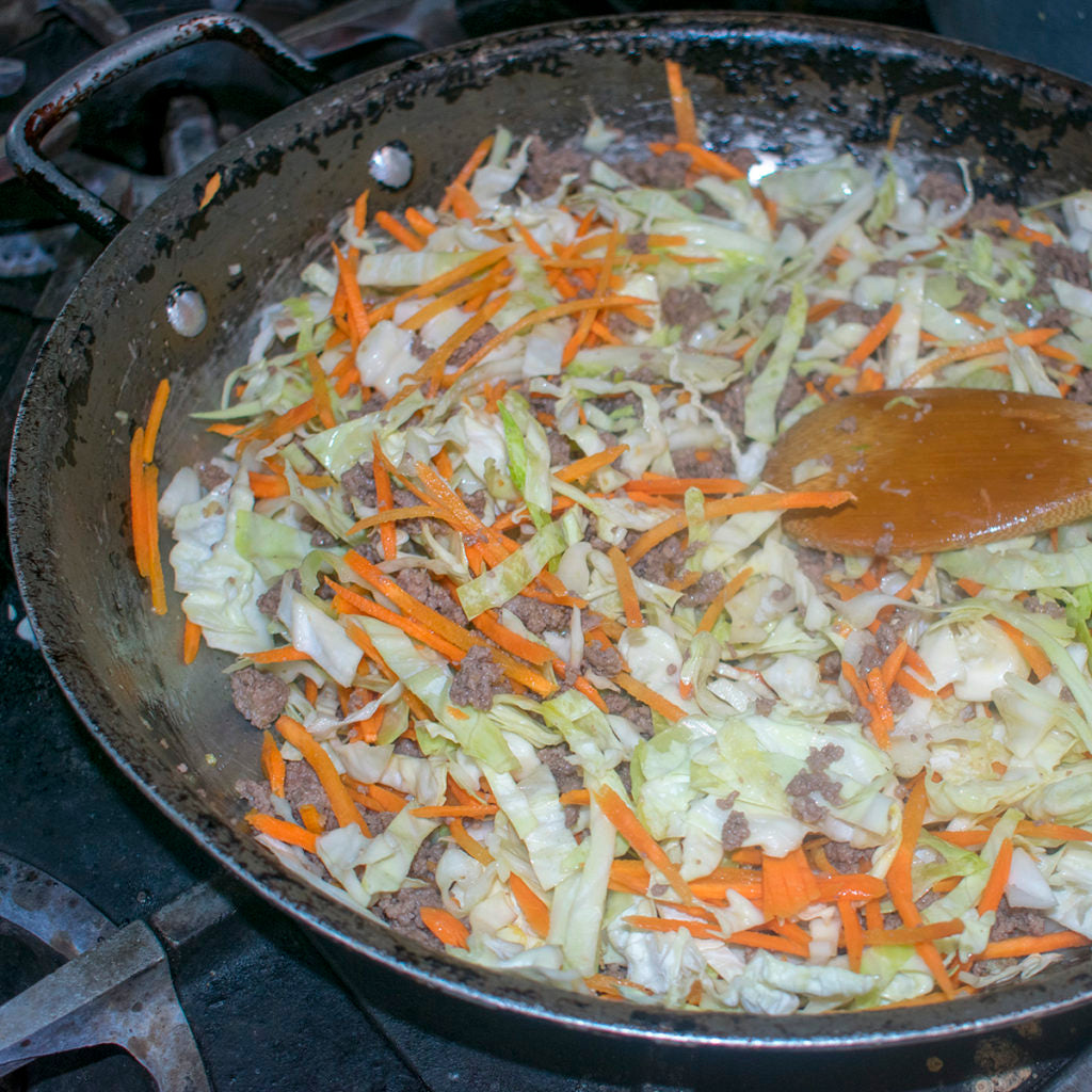 continue to stir and cook until the cabbage is slightly wilted