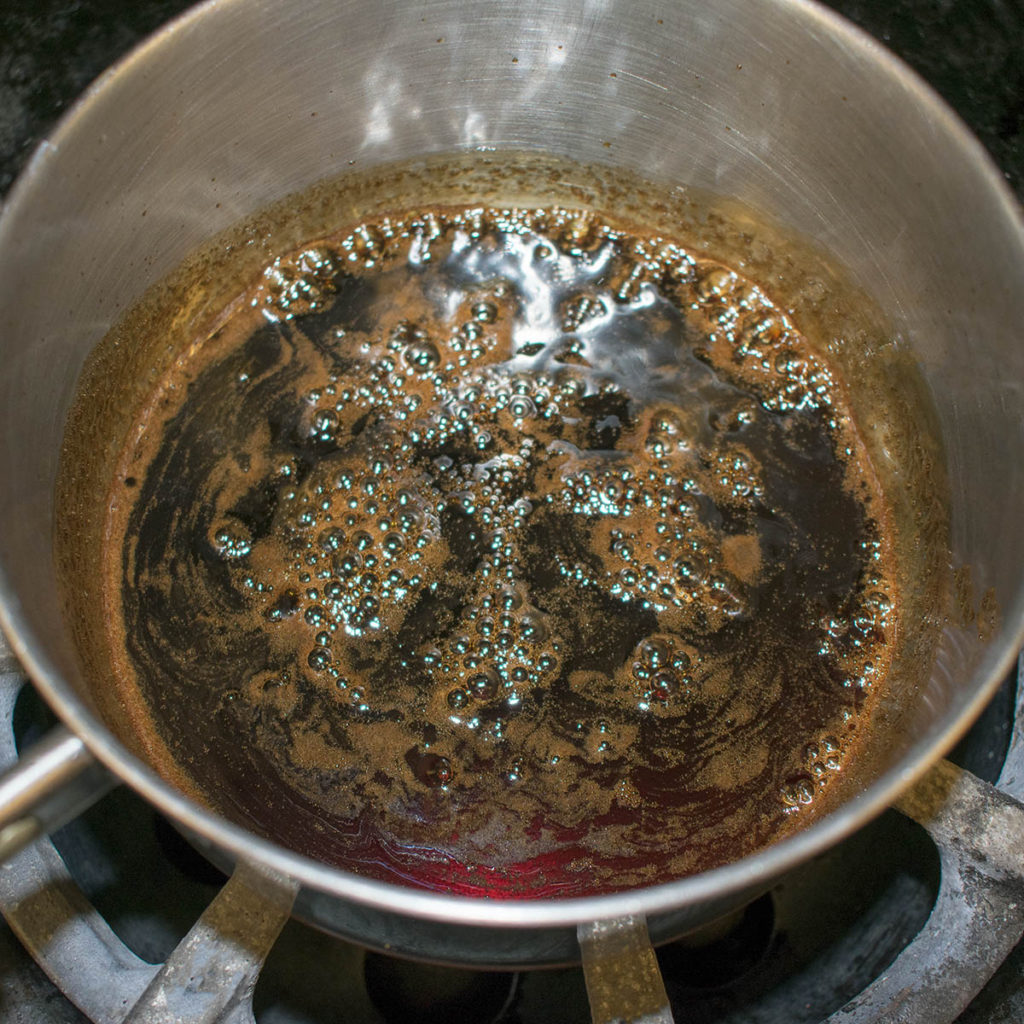 Simmer on very low until reduced by half