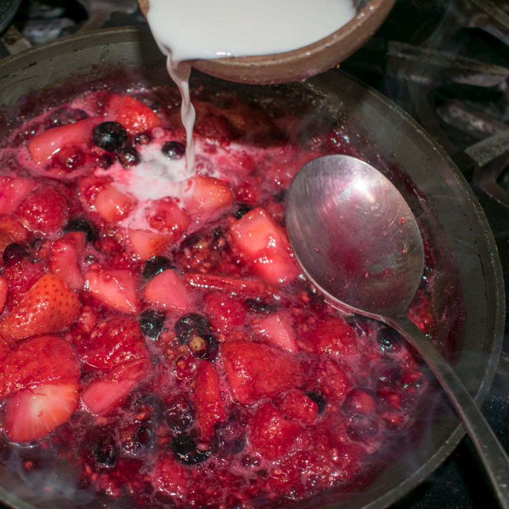 Sprinkle with 1 tsp. arrowroot, diluted in water
