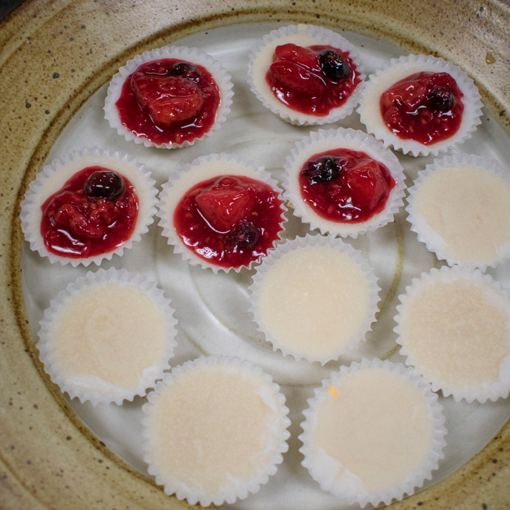 AIP Cheesecake Bites with Berry Compote and Graham Cracker Crust
