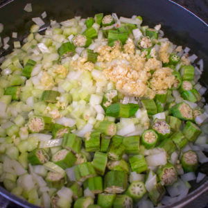 add okra and garlic
