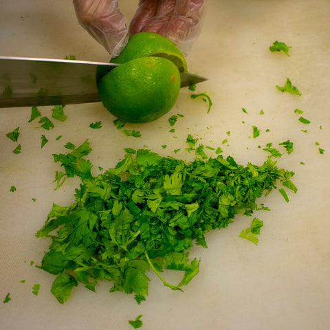 slice avocados and dice cilantro
