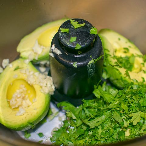 add lime juice, fresh garlic, salt and cilantro