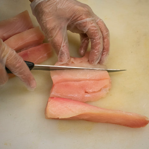 slice filets into 6 thin strips