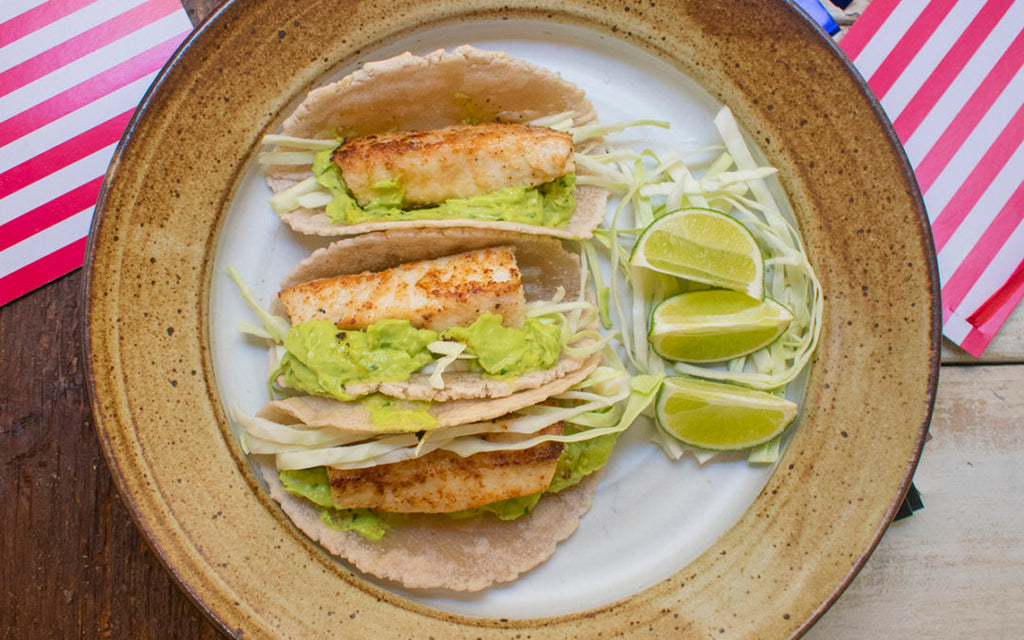 aip fish tacos with avocado crema