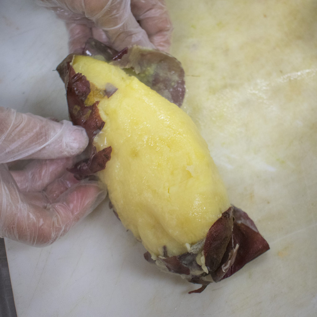Remove the flesh from the potatoes