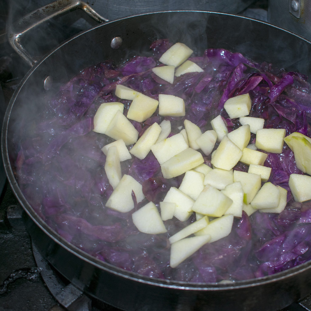 Add chopped apples to the cabbage during the last 5 minutes of cooking