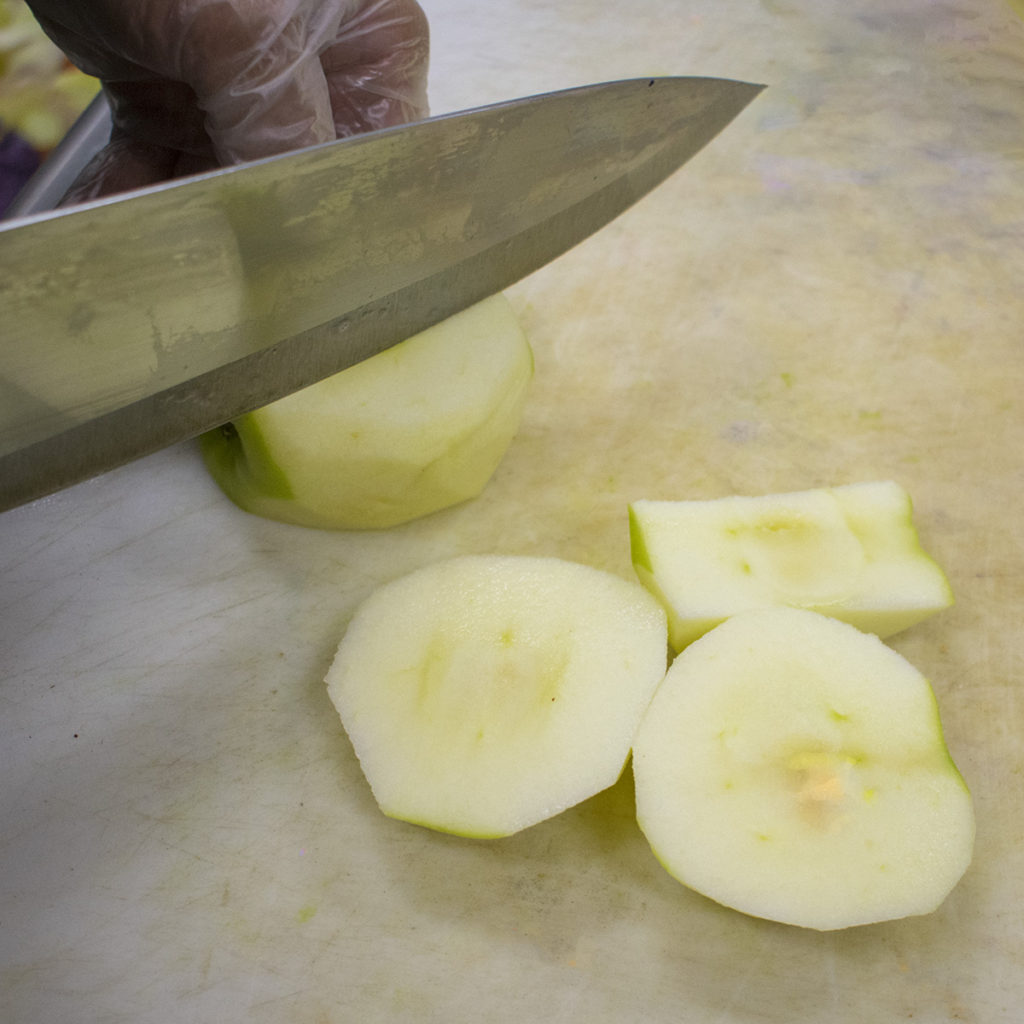 Peel and chop apples