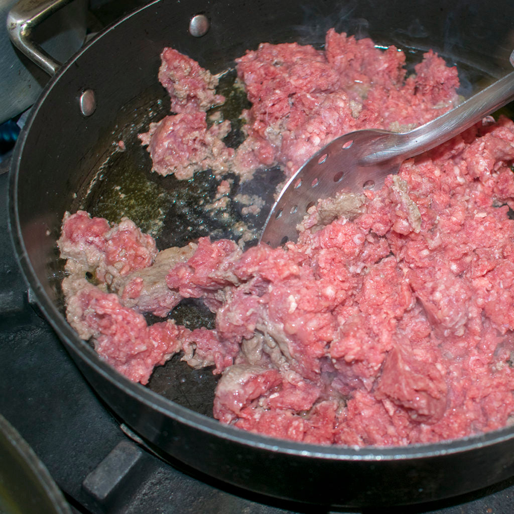 Brown the meat for AIP Greek Moussaka