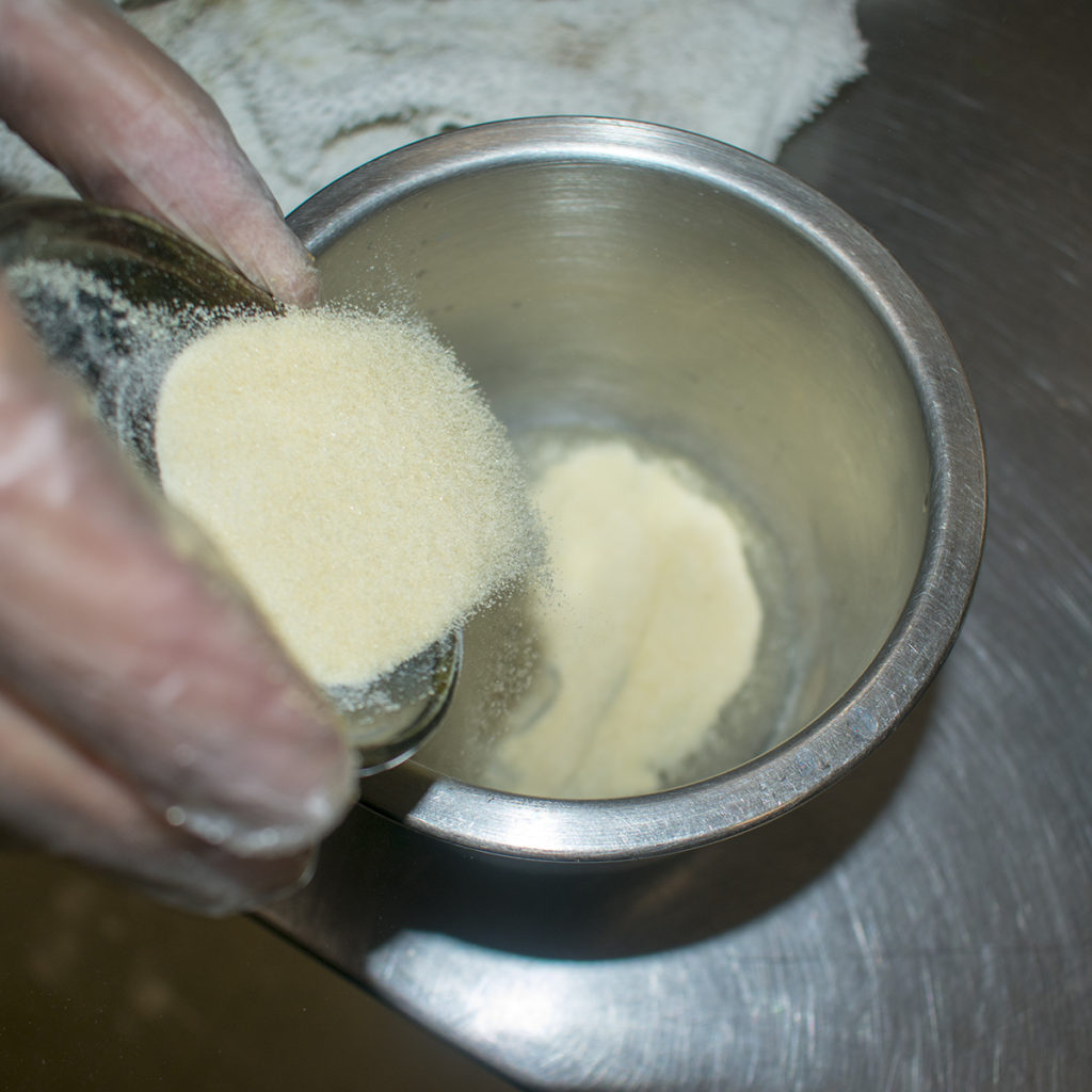 Sprinkle the gelatin powder over 2 T. of water in a small bowl