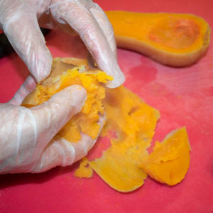 Remove AIP butternut squash seeds with spoon