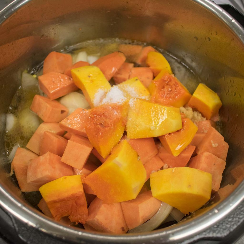 Add the other ingredients, close and press soup button on high