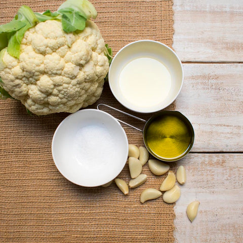 ingredients for AIP Lemon Garlic Cauliflower Hummus