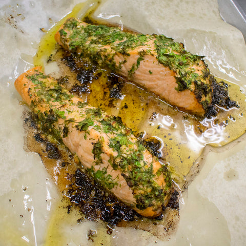 bake aip salmon on top rack for 10-12 minutes