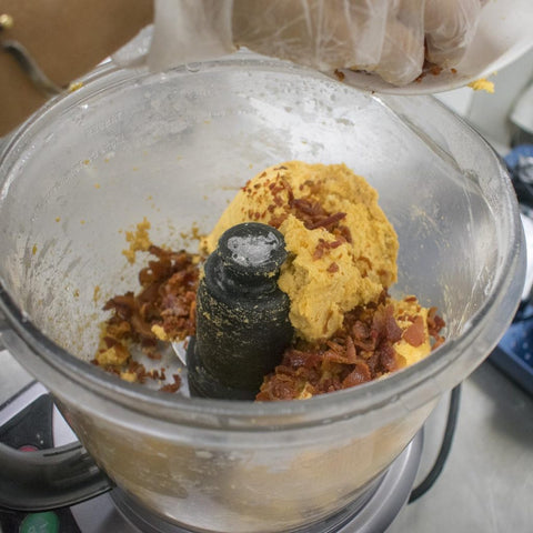 Add in the chopped bacon