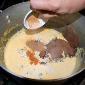 add spices to saucepan