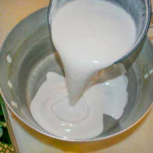 Pour 3 ½ cups coconut milk