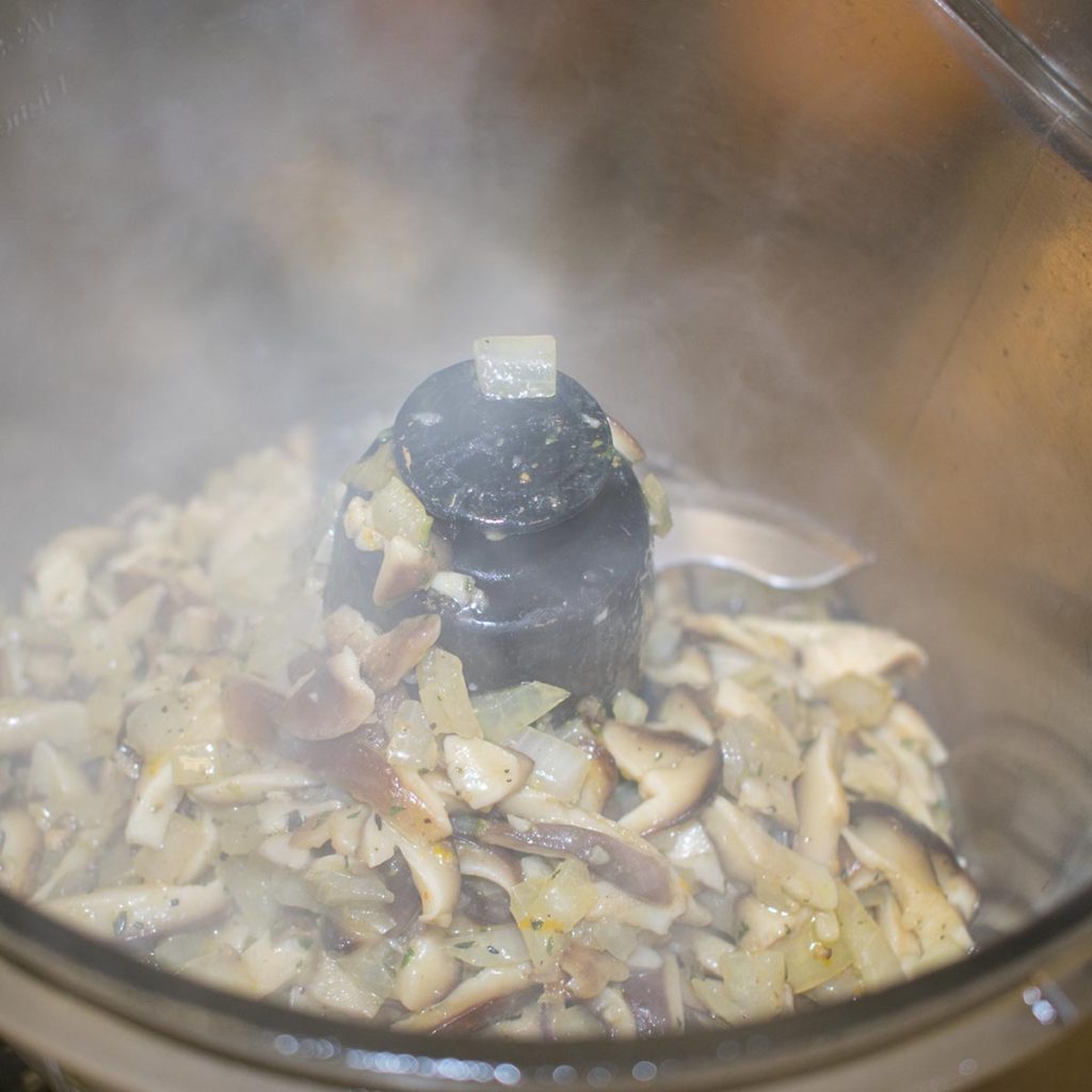 mushrooms and onions sauteeing