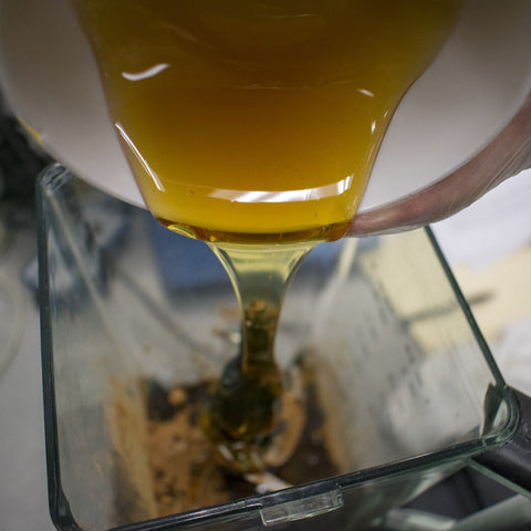 Pour honey into the food processor