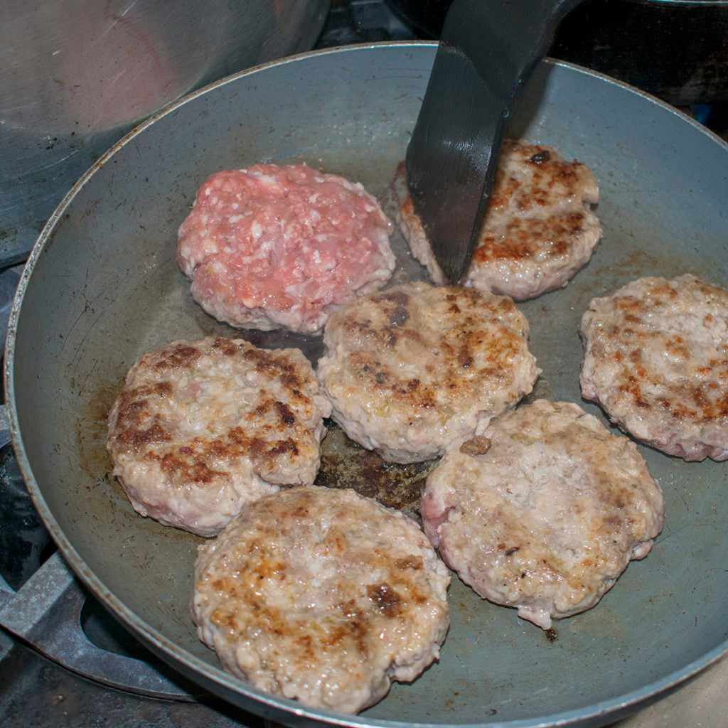 Fry until cooked through (155 F).