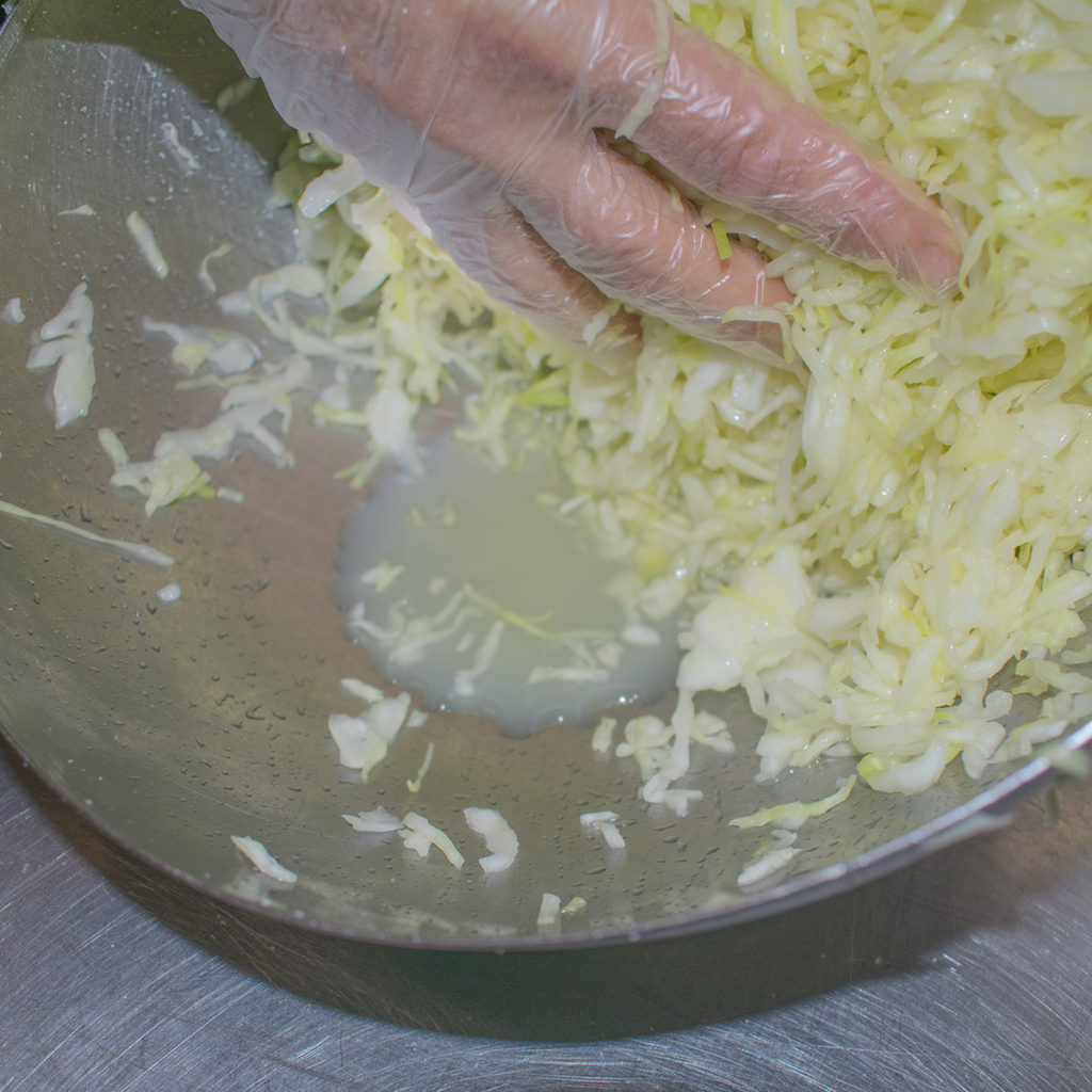 The cabbage will become watery and limp after about 5 minutes.