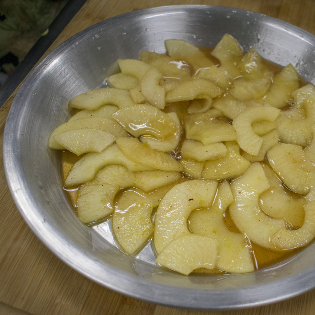Spread apples out to cover bottom of pan