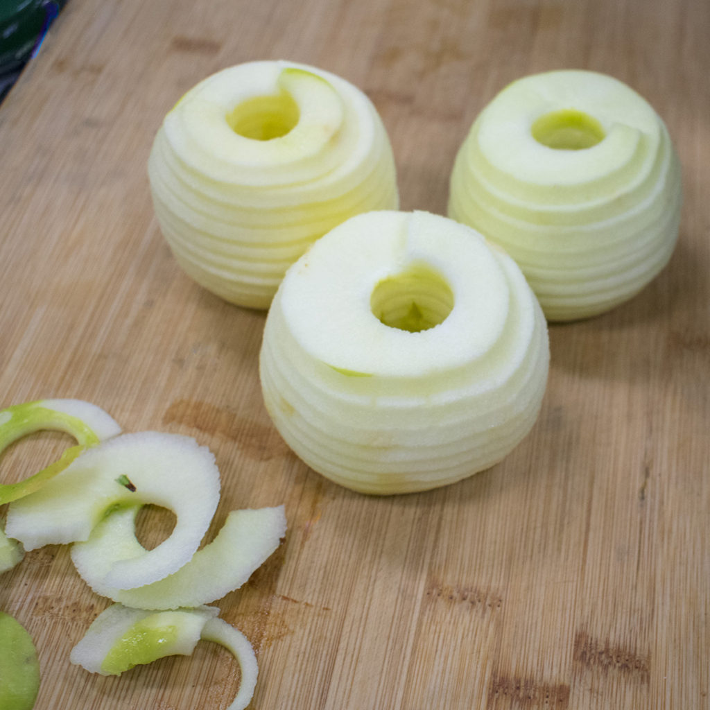 pealed and cored apples