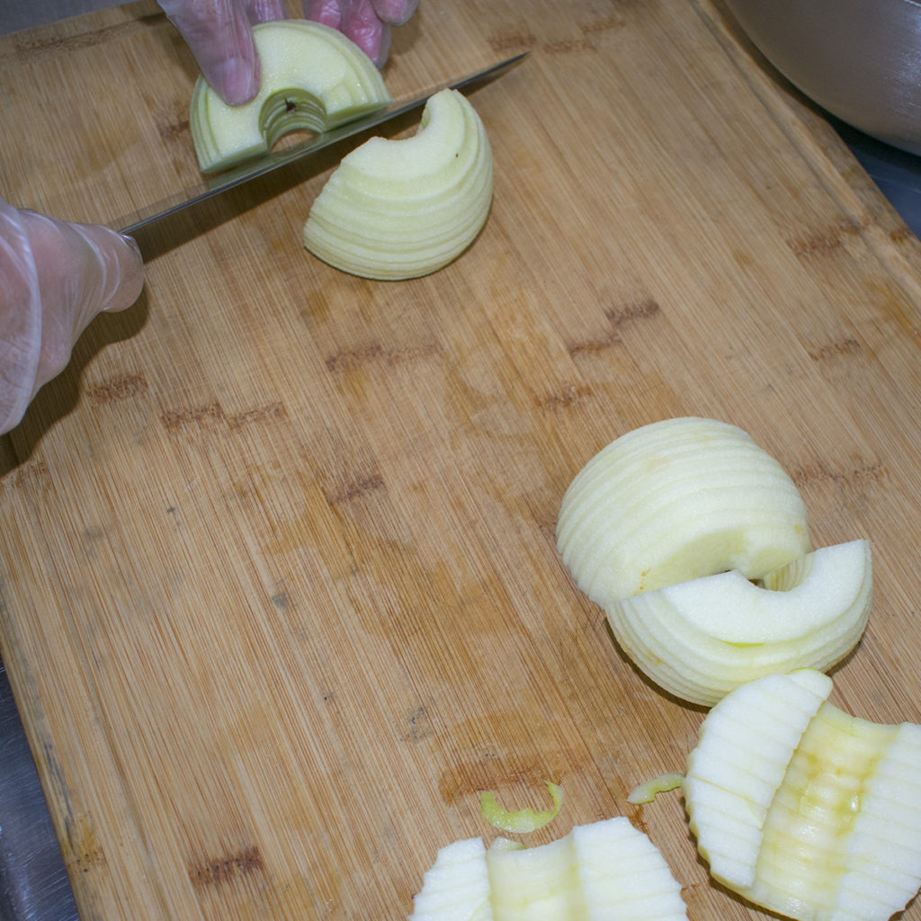 Peel, core, and dice one apple
