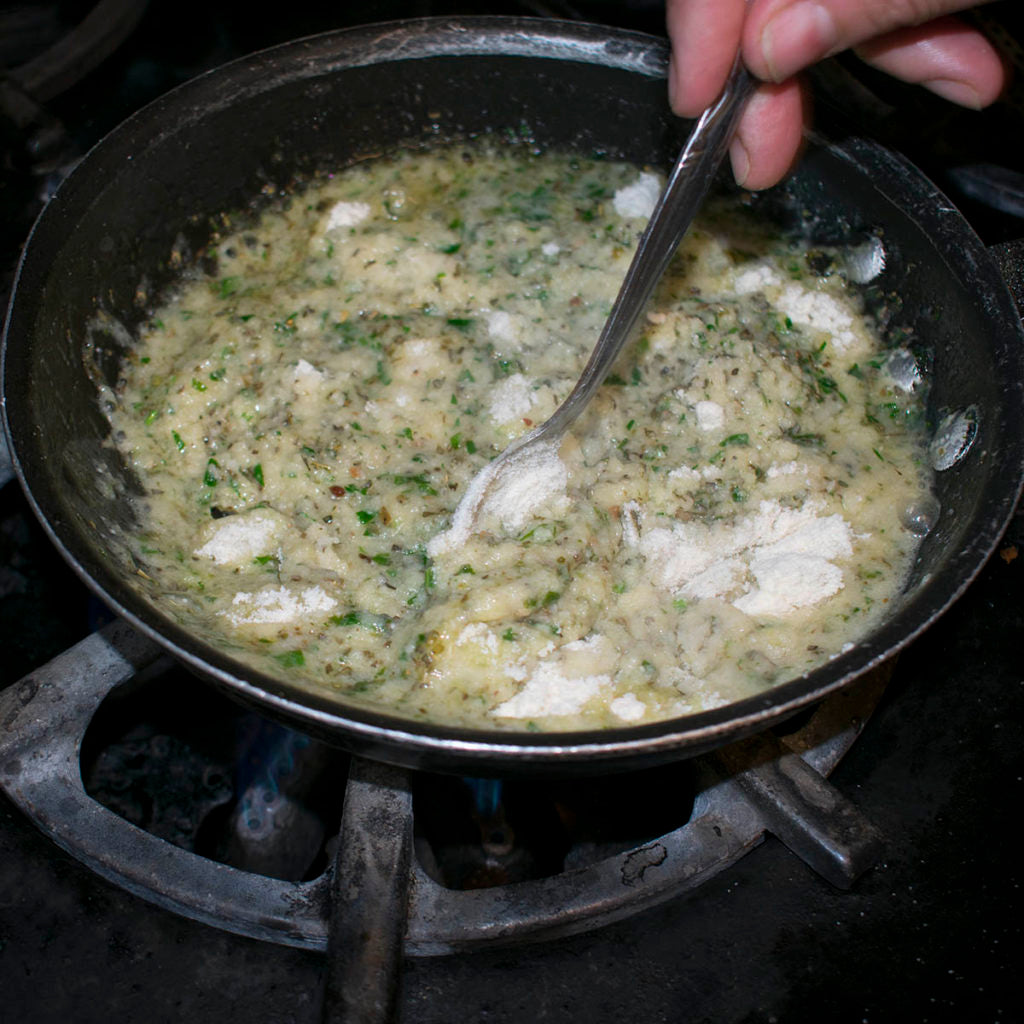 Mix ingredients together