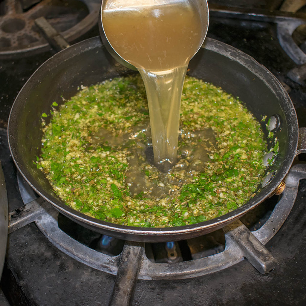 Pour in chicken stock