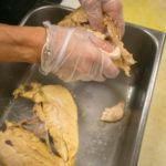 Transfer the chicken breasts to a plate and shred the meat