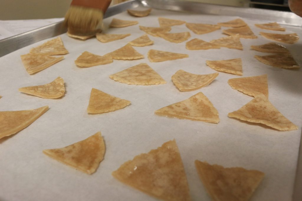 cut tortillas into triangles