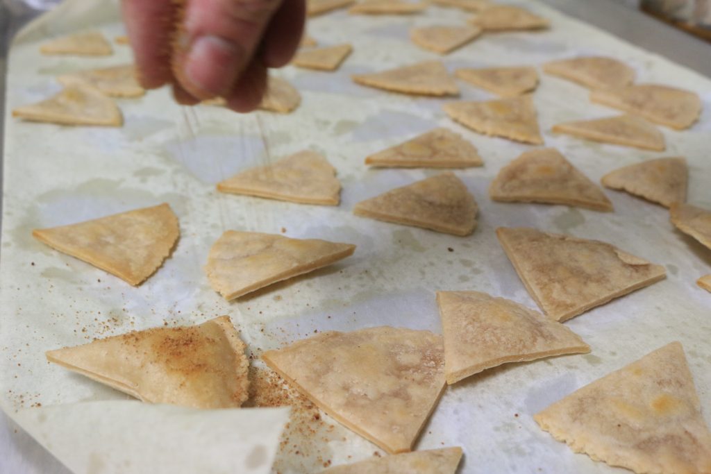 lay them out on parchment tray and brush with melted coconut oil