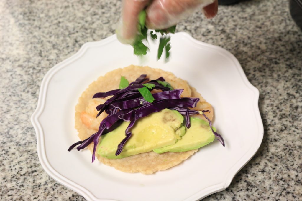 sprinkle with cilantro and cabbage