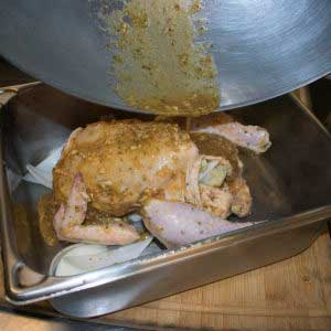 Place chicken in a roasting pan