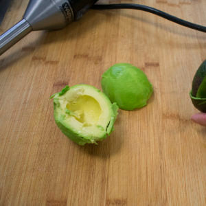one avocado peeled and cut in half