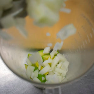 Pour in chopped onions