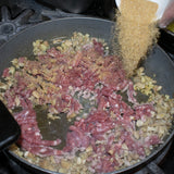 sautee mushrooms pork stems
