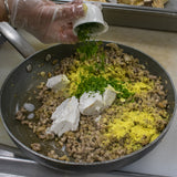 aip stuffed mushroom ingredients sauteed in pan