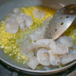 Add shrimp to the saute pan