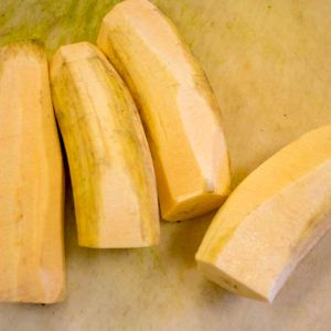 Cut the plantains into chunks