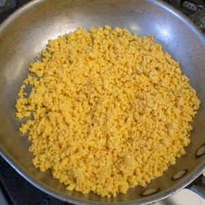 Pulse until rice sized grains are formed