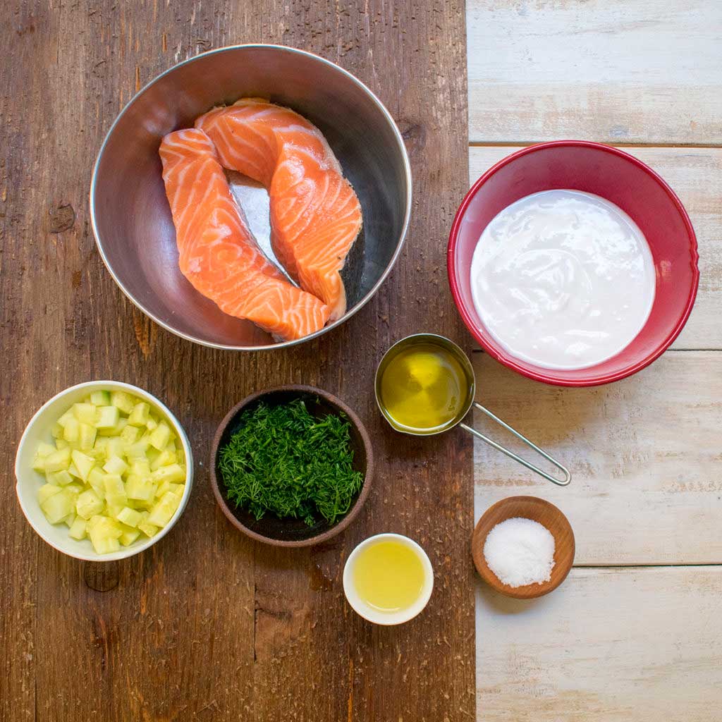 AIP Skillet Seared Salmon Filet with Cucumber Dill Sauce - Ingredients