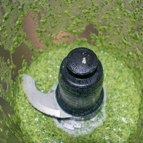 Process until a rich green sauce is formed