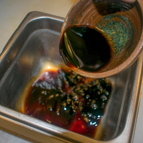 Put all dressing ingredients in a container