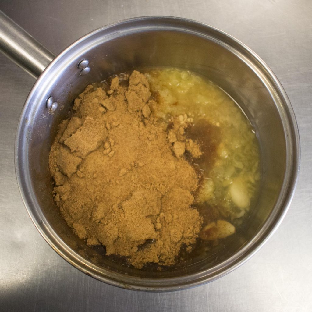 place all sauce ingredients in a medium saucepan. Stir well to combine.