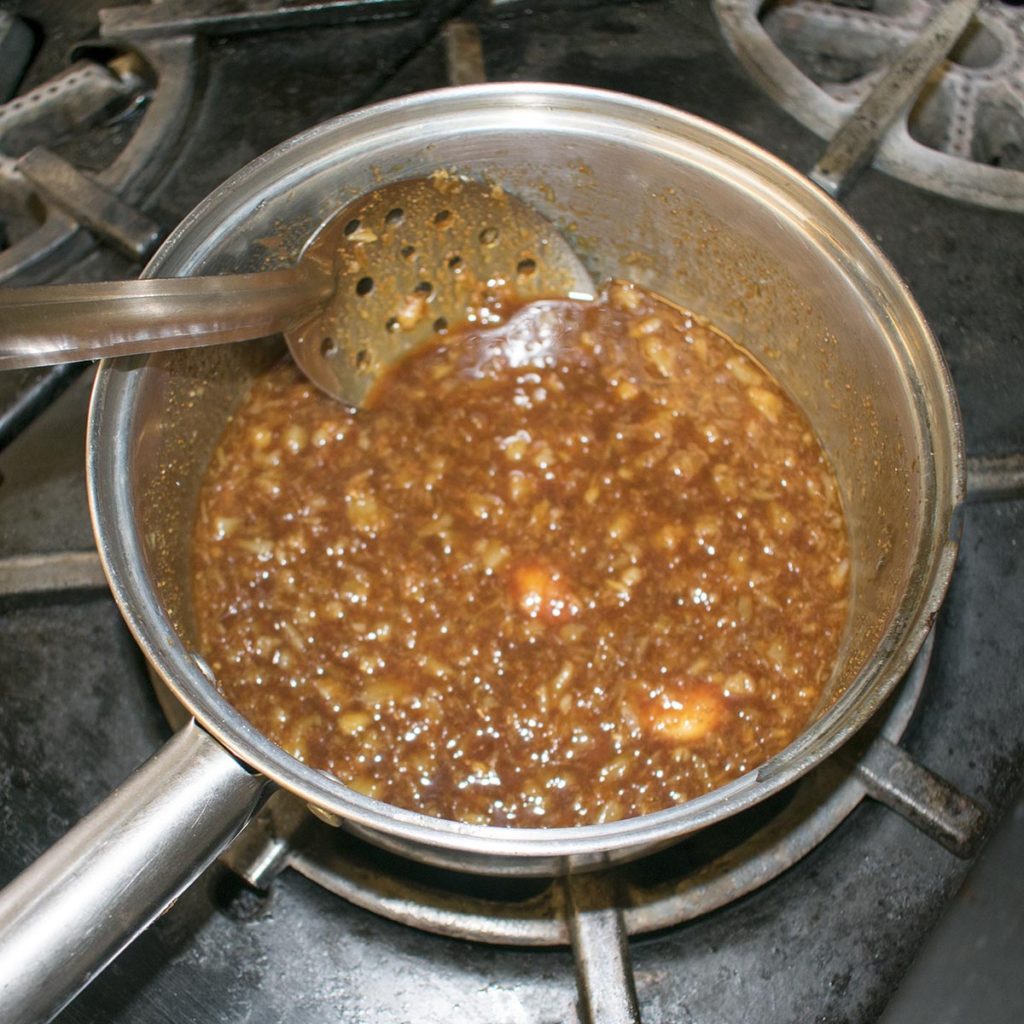 Heat to boiling over medium-high heat. Then reduce heat and simmer until sauce is reduced by half. It should look like a thin syrup when it's done