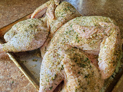 raw turkey with spices
